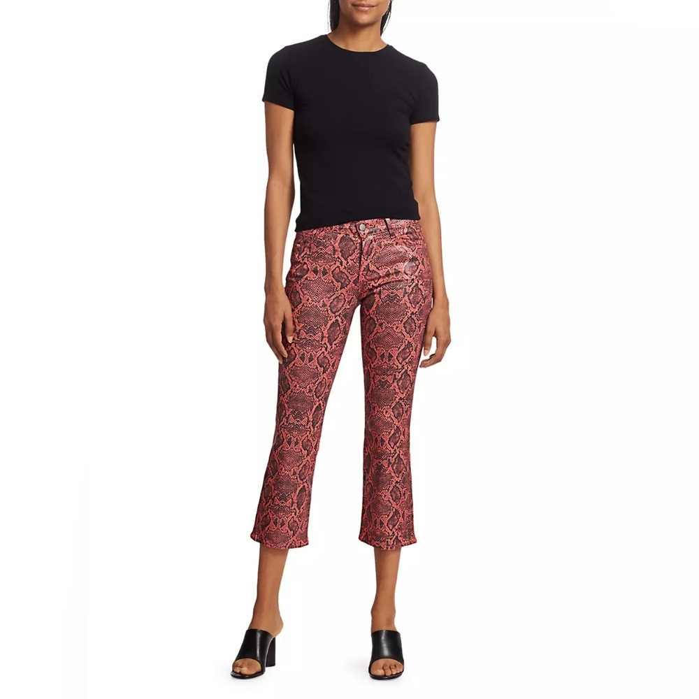 J Brand Selena Snakeskin Print Crop Bootcut Jeans Coated Kalani Boa Size 29 - Picture 5 of 12